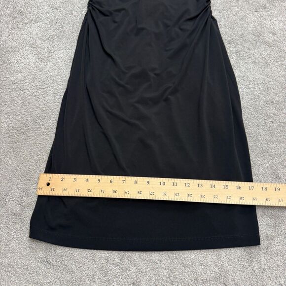 David Meister Vintage Knee Length Ruched Sheath Dress Womens 12 Black Cowl NWOT - Picture 11 of 14